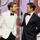 BEVERLY HILLS, CA - JANUARY 10: In this handout photo provided by NBCUniversal, Presenters Ryan Gosling and Brad Pitt speak onstage during the 73rd Annual Golden Globe Awards at The Beverly Hilton Hotel on January 10, 2016 in Beverly Hills, California. (Photo by Paul Drinkwater/NBCUniversal via Getty Images)